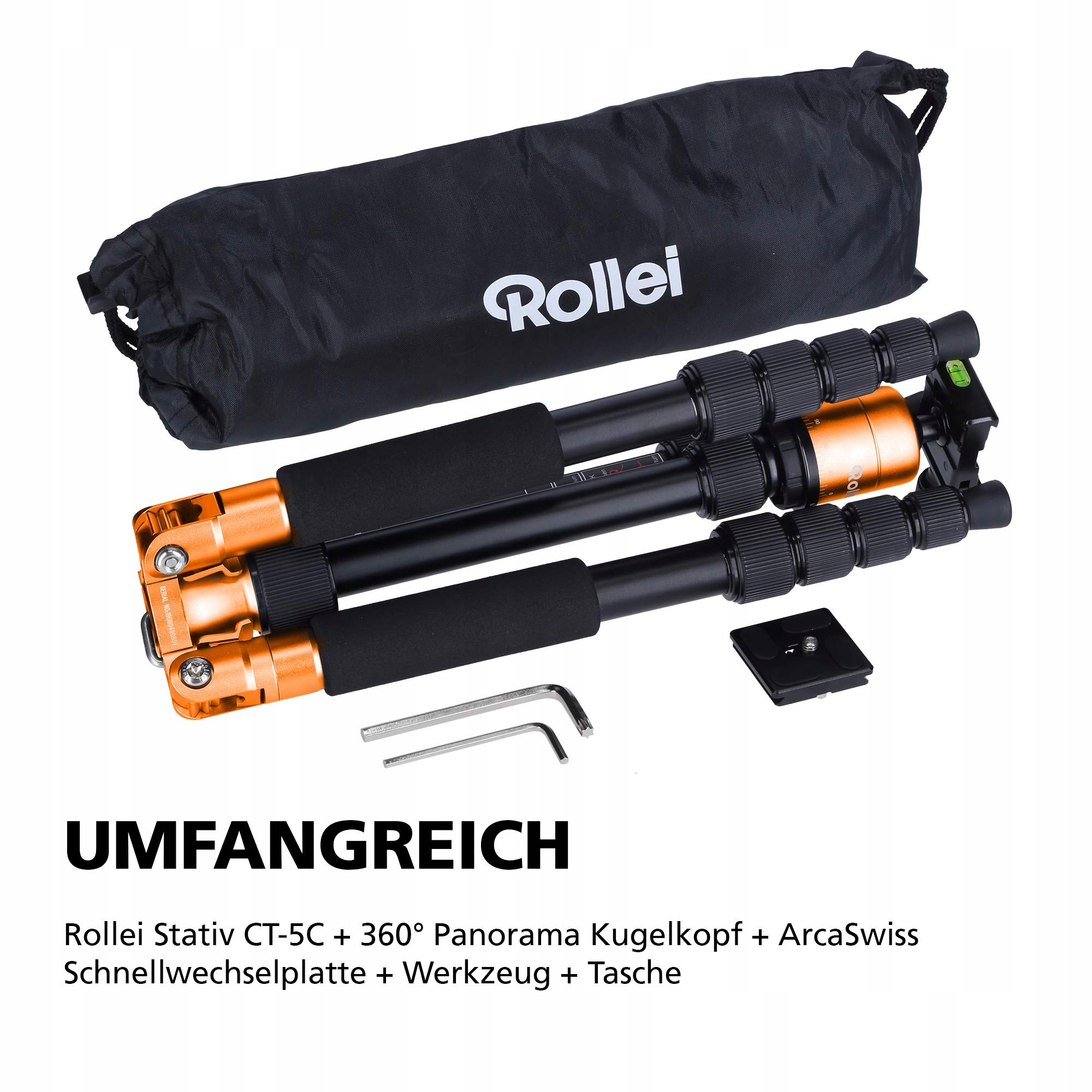 ROLLEI Kompaktowy Lekki Statyw Podróżny 31cm Arca Swiss Pomarańczowy — miniatura 7
