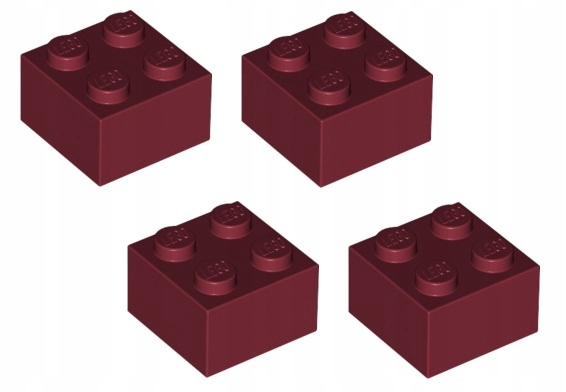 

Lego cegła, klocek 2x2 bordowy 4 szt. 3003 Nowy