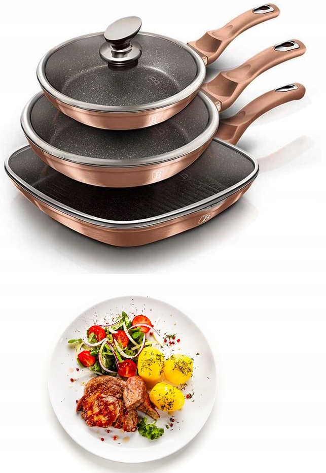 

Zestaw 3 Patelni 20/24/28CM Z Powłoką Marmurową