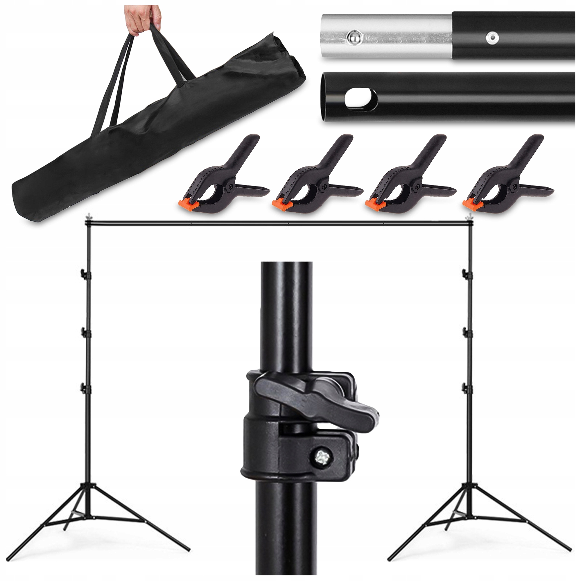 Zestaw Do Studia Statyw Do Tła Fotograficznego Teł 300x300CM Zaciski Etui