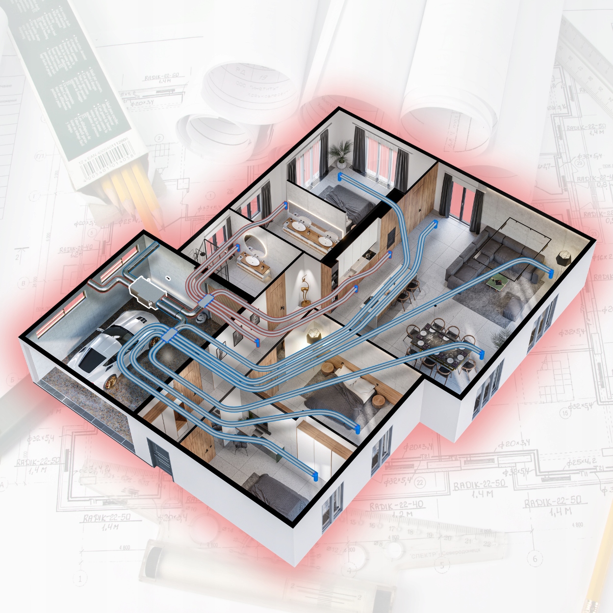 Projekt mechanické ventilace s razítkem