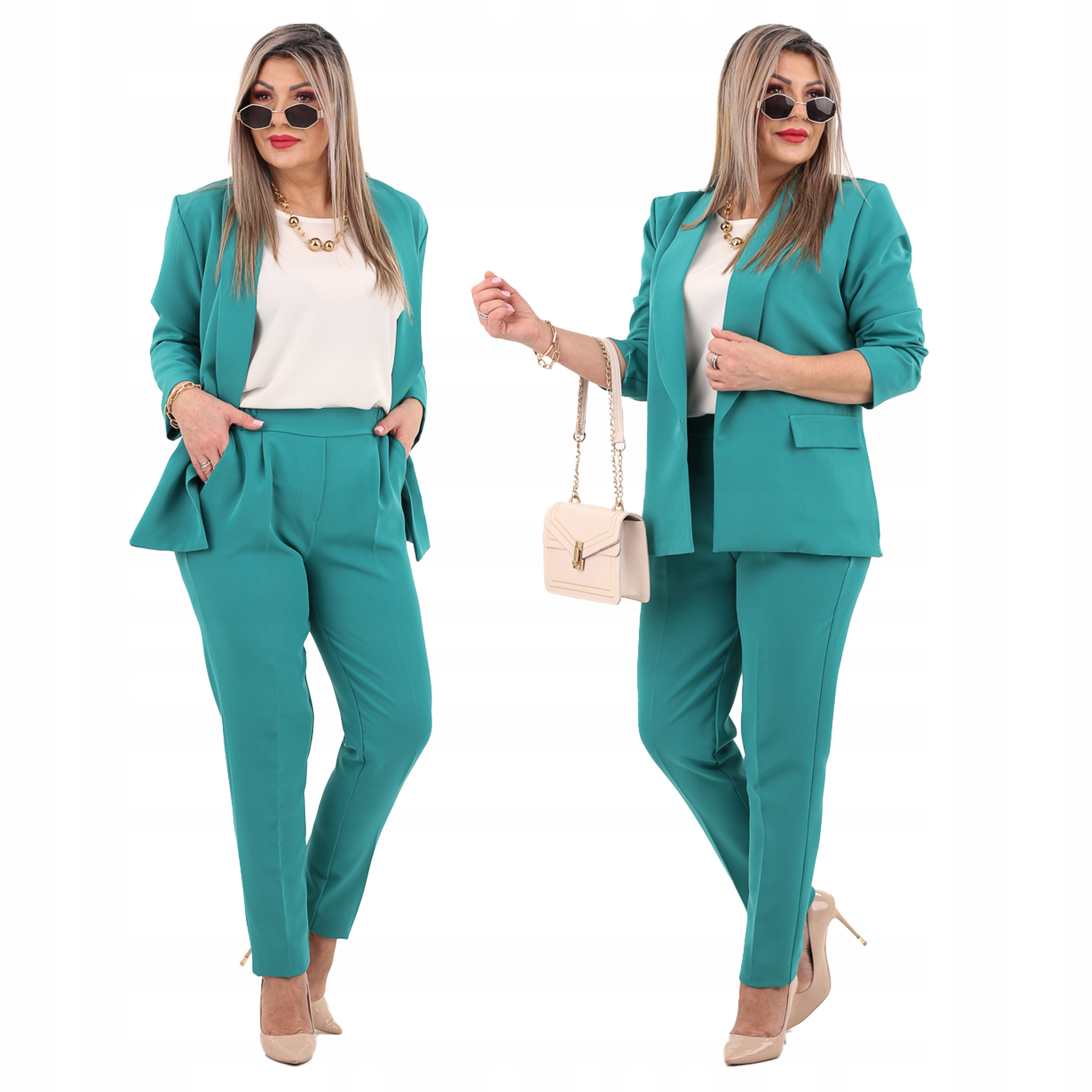 Komplet damski garnitur marynarka i spodnie Polski Producent duże rozmiary