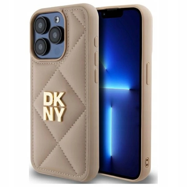 Pouzdro Dkny Quilted Stack Logo pro iPhone 15 Pro Max béžové