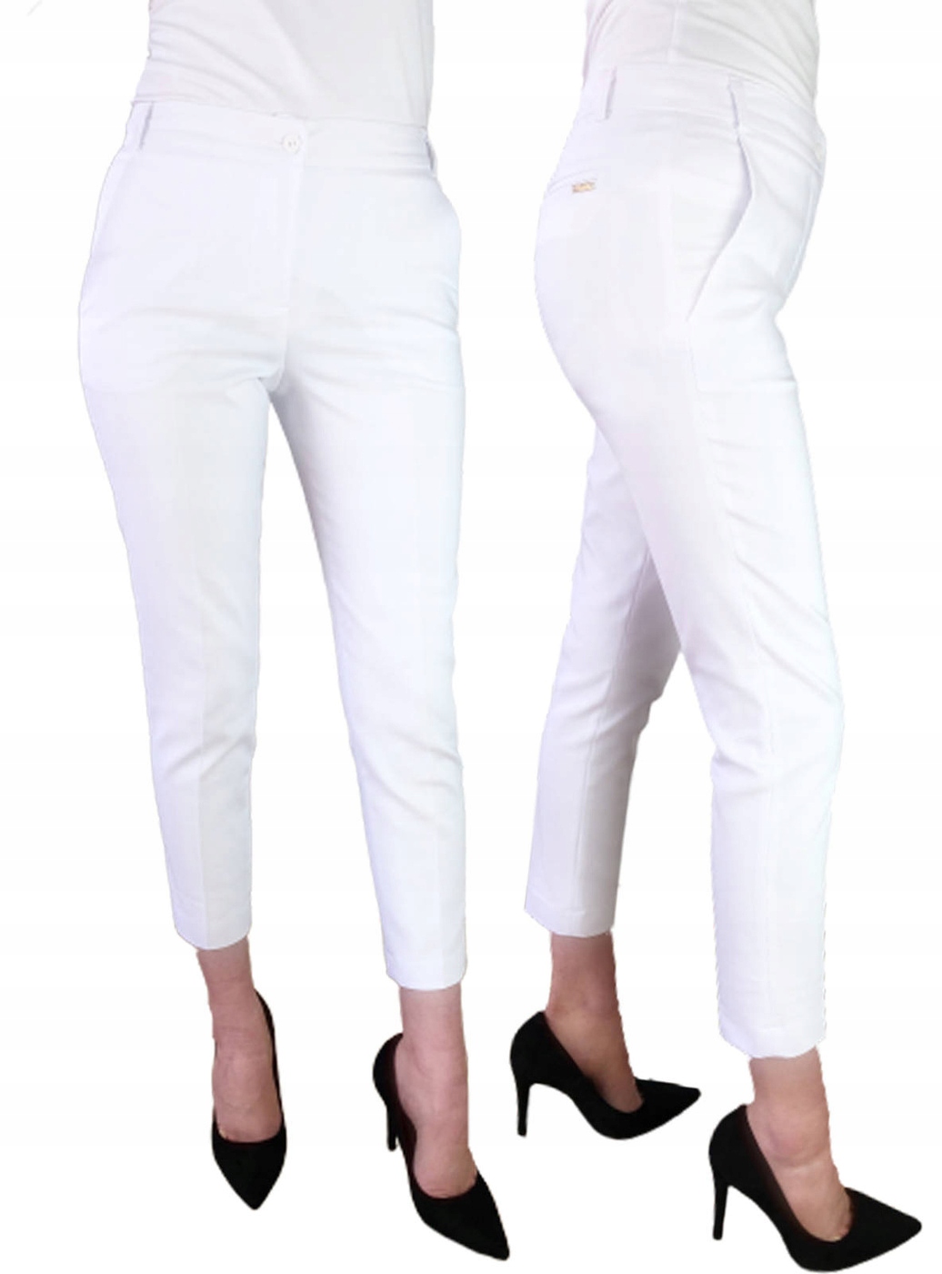Dámské kalhoty Sigma bílé 7/8 cigaretky elegantní v kant 46