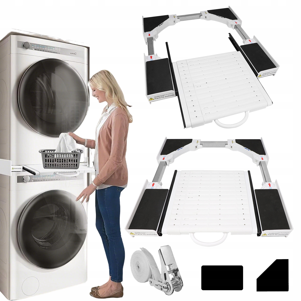 Łącznik Pralki Suszarki Uniwersalny Regulowany 54-69,5 cm Stabilny I Trwały