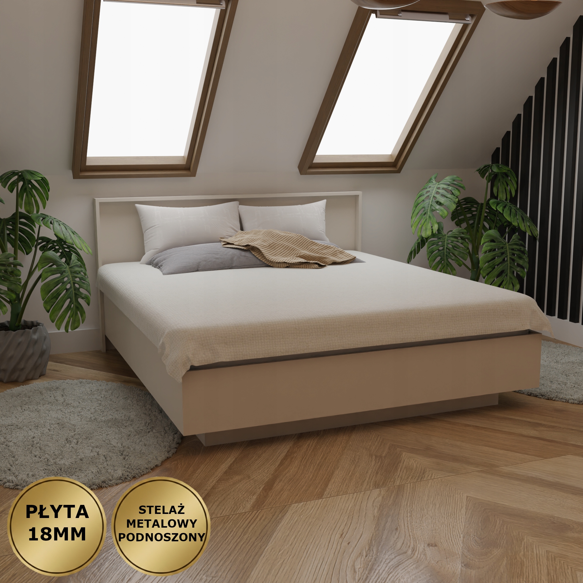 Levitující Postel Olivia 160X200 Kovová Konstrukce Zvedací Deska 18 MM