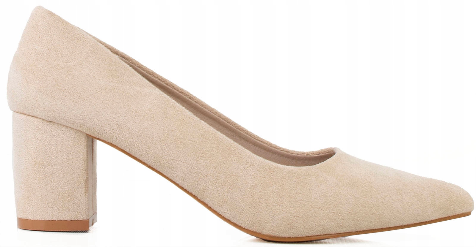 

6474 Beżowe Zamszowe Czółenka Na Słupku Szpic 38