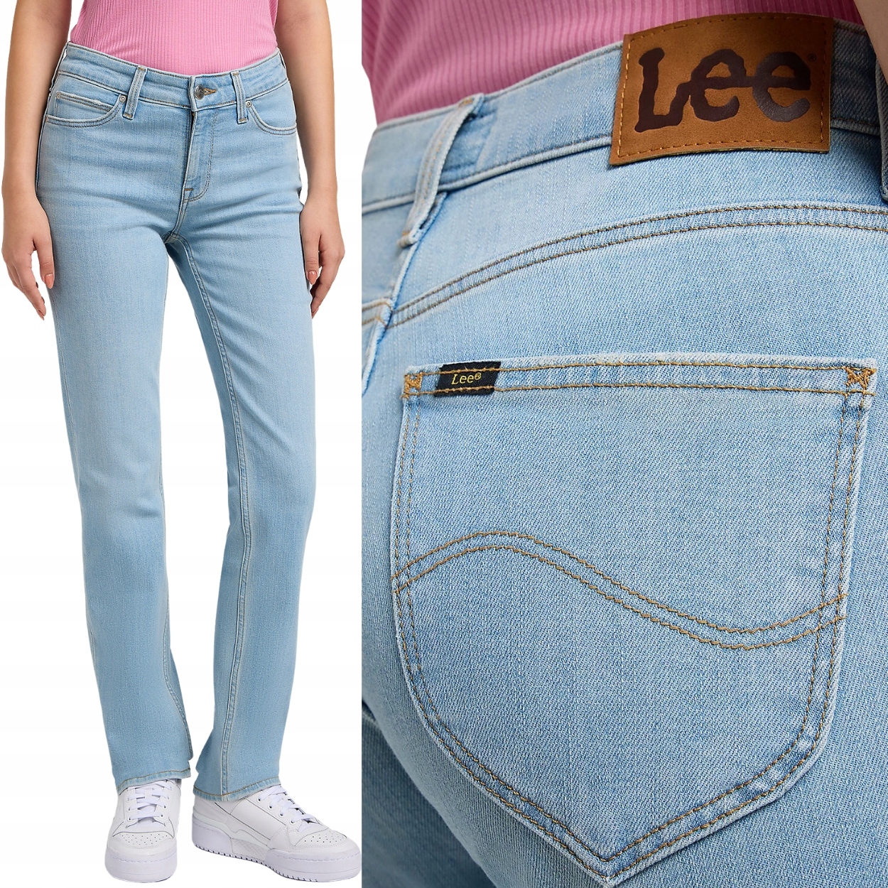 Lee Marion Straight Light Touch Jednoduchý Tenký Elastický Blue Džins W28 L33