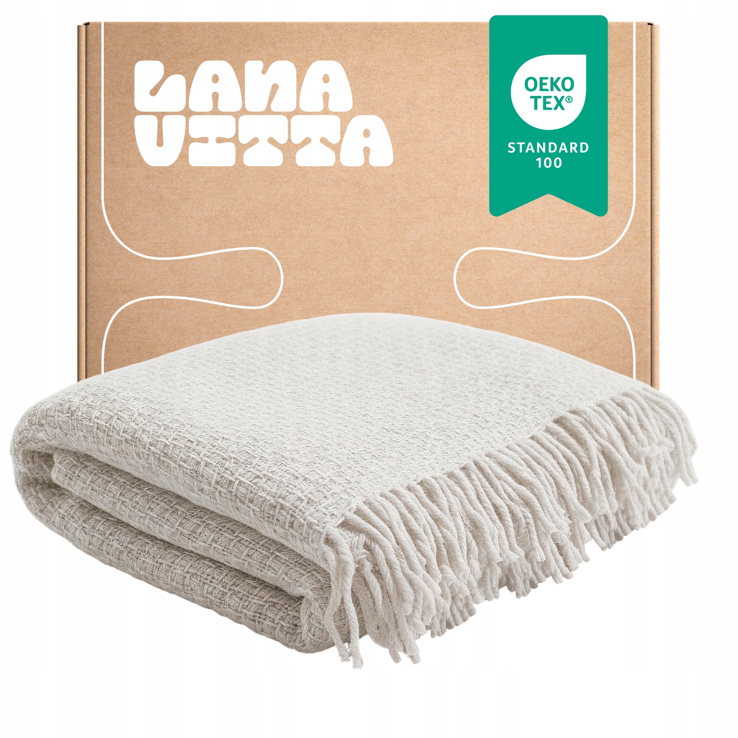 Polovlněná deka Symfonia Přehoz na postel Pled Ivory 140х200 cm