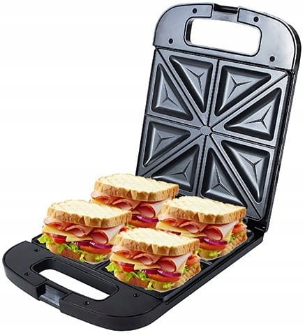 TOSTER SANDWICH OPIEKACZ DO 4 CHRUPIĄCYCH KANAPEK TOSTÓW PODWÓJNY 2000W Marka Adler