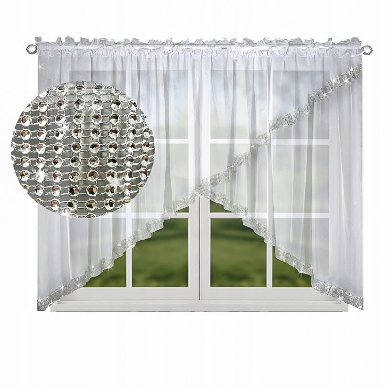 

Firana gotowa woal z cyrkoniami 150x400 skos