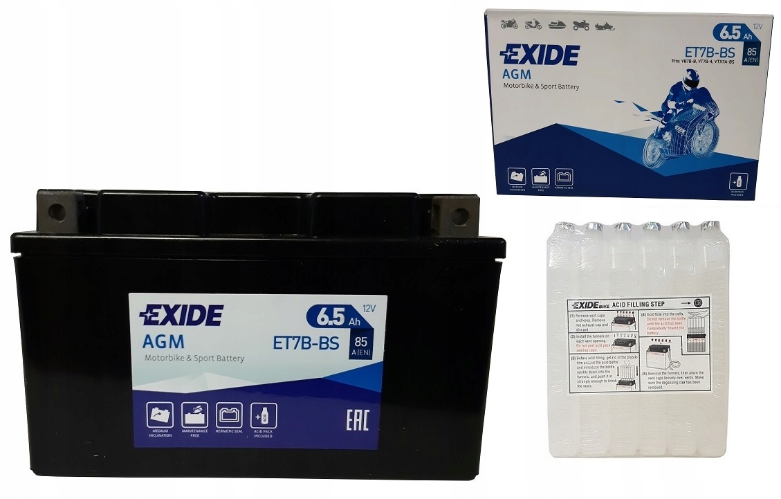 

Akumulator ET7B-BS/YT7B-BS 12V 6,5Ah 85A Exide Agm