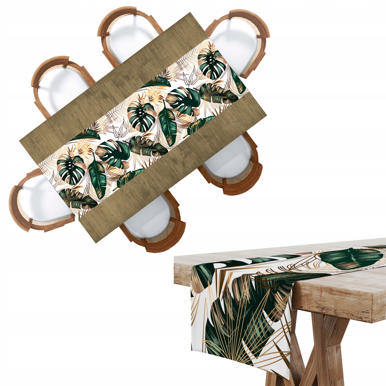 

Bieżnik Plamoodporny 40X180 Białe Liście