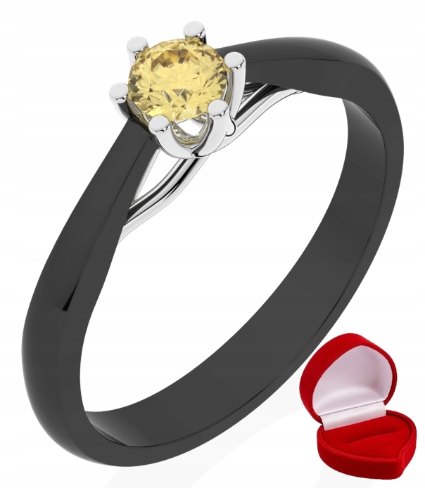 Zlatý Prstýnek 585 14k Safír 0,24 ct Černé Zlato R19