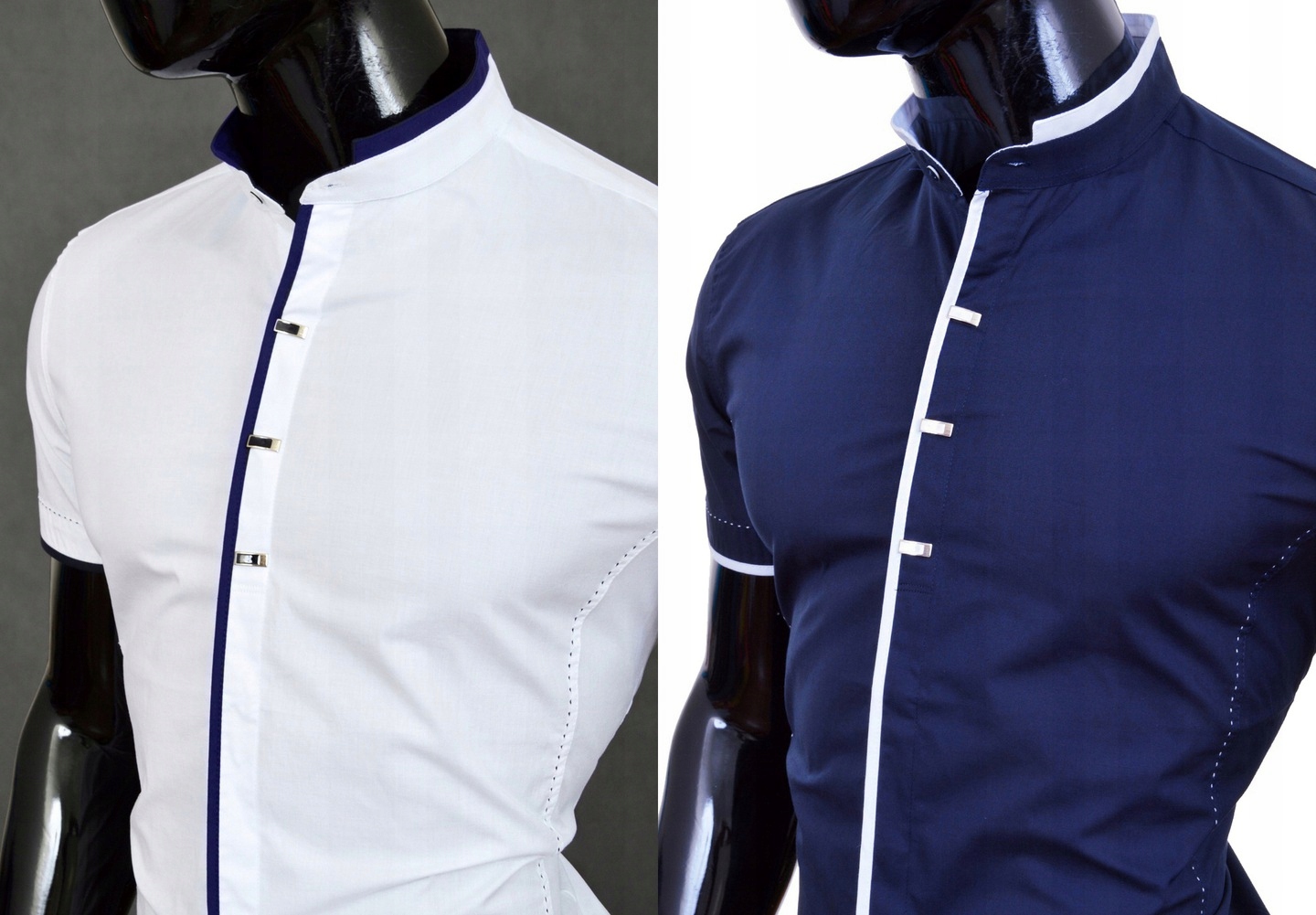 Koszula Męska Casual Stójka Codzienna Gładka NEW Kolor biały