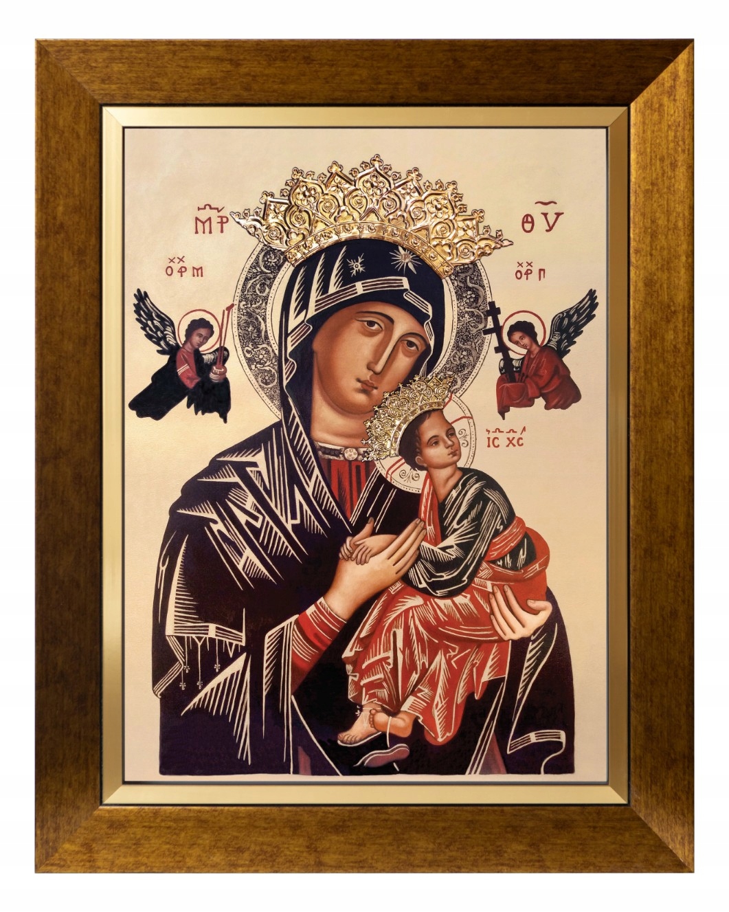 Matka Boží Neustálé Pomoci Obraz Na Plátně Ve Zlatém Rámu 30X40