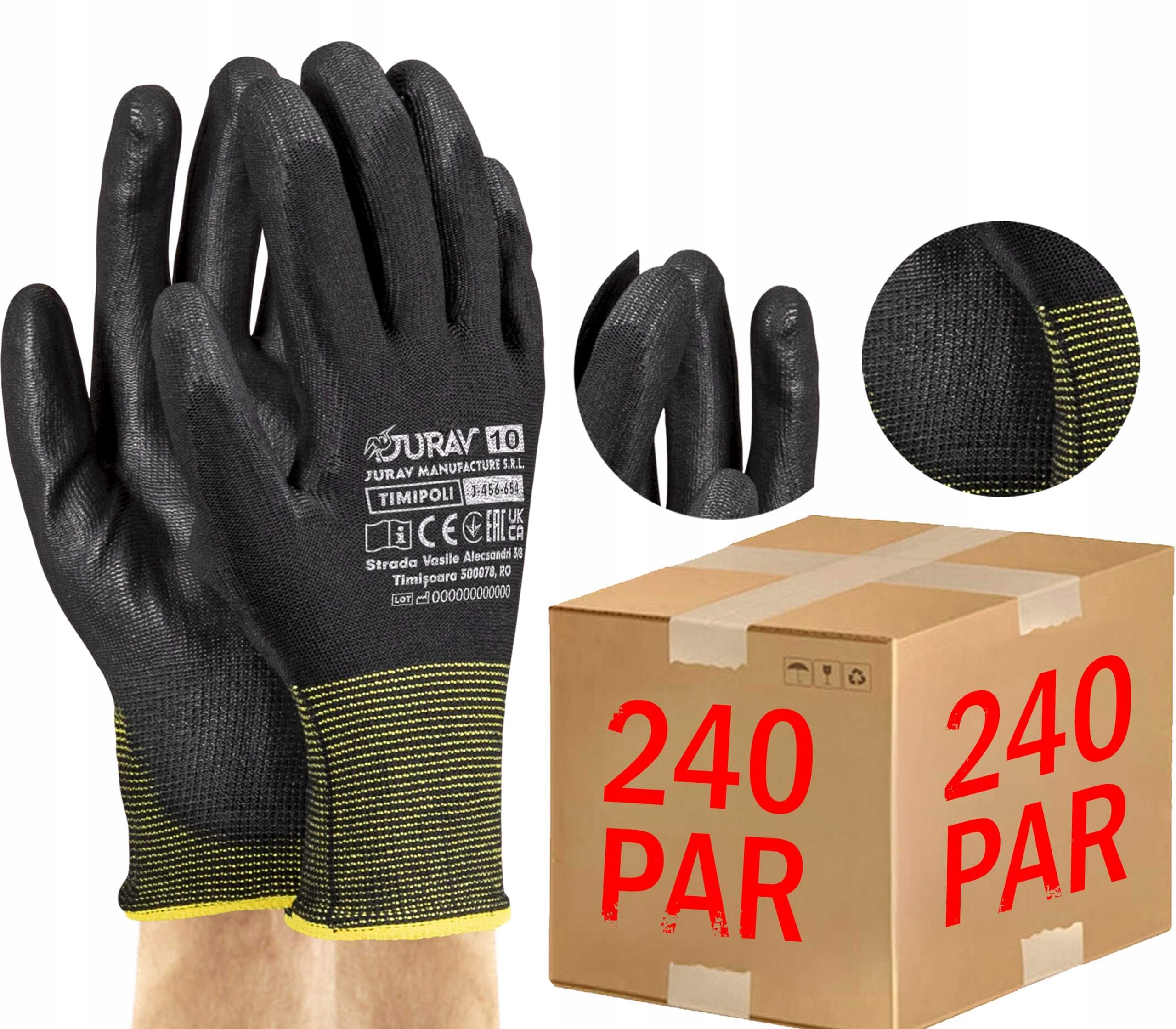 Čierne pracovné rukavice J-TIMIPOLI_BB10-XL 240 párov