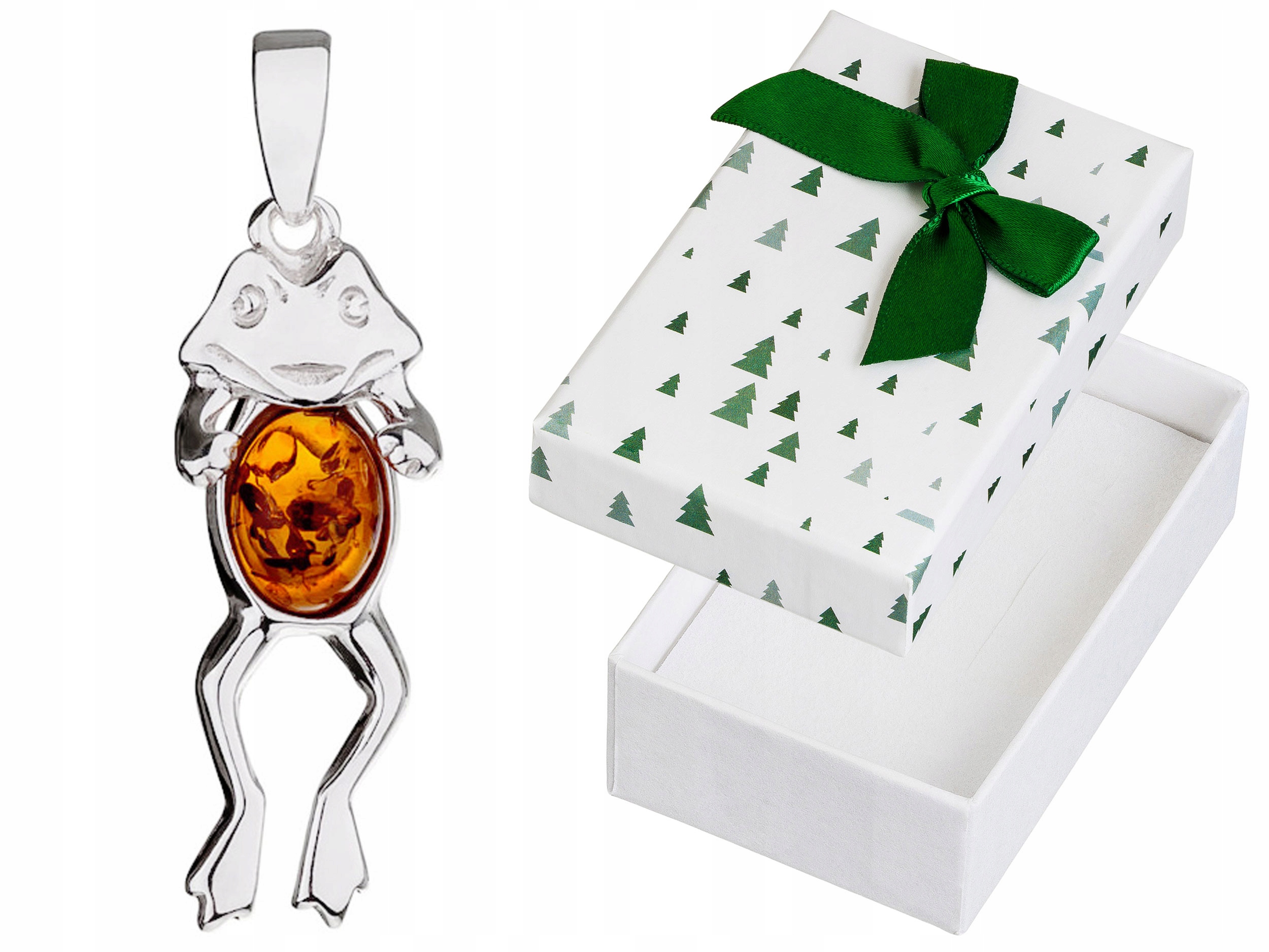 Stříbrný přívěsek Žába s jantarem Pohyblivý Přívěsek Žabka Stříbro 925