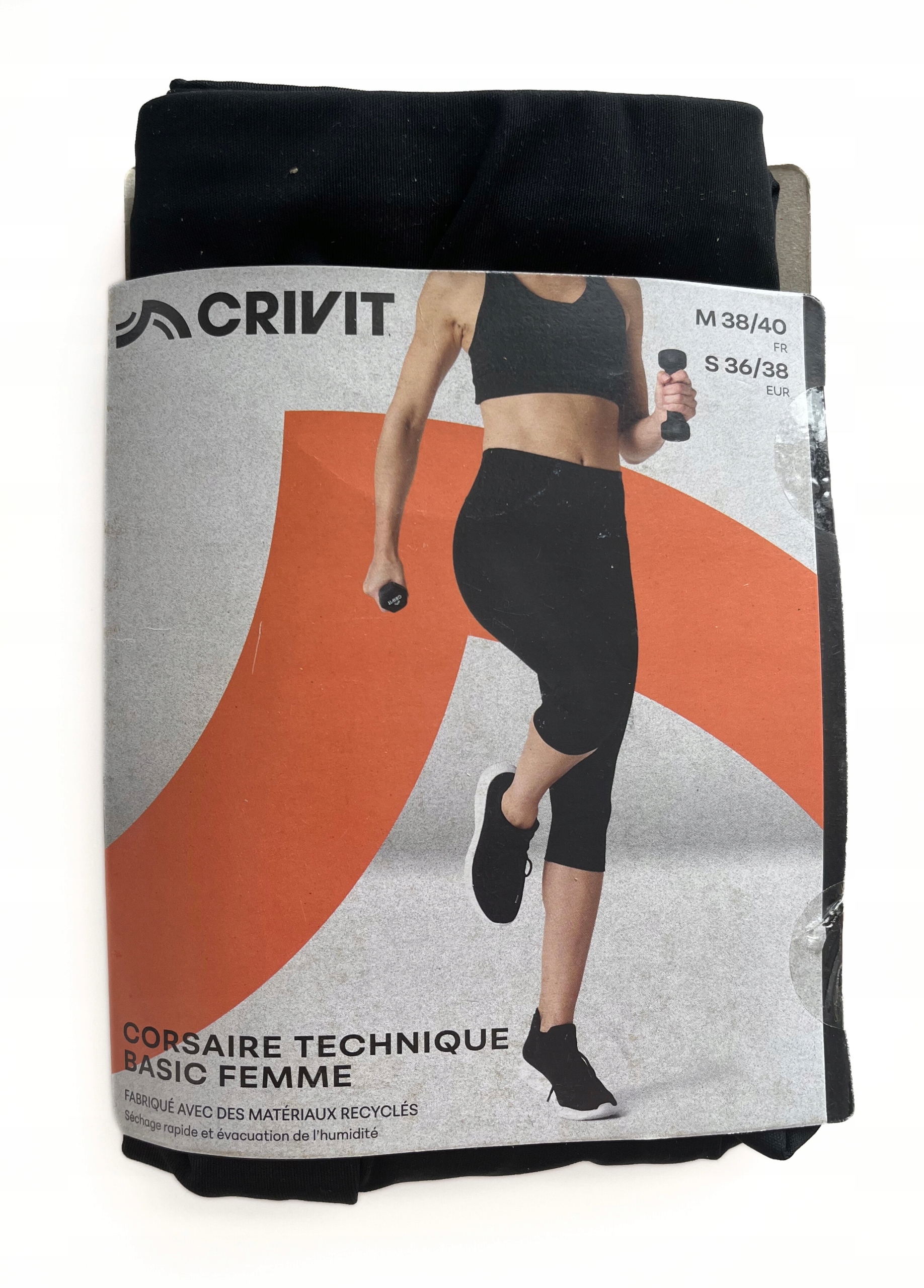 Damskie legginsy funkcyjne Crivit, sportowe getry do ćwiczeń 3/4 czarne, S!