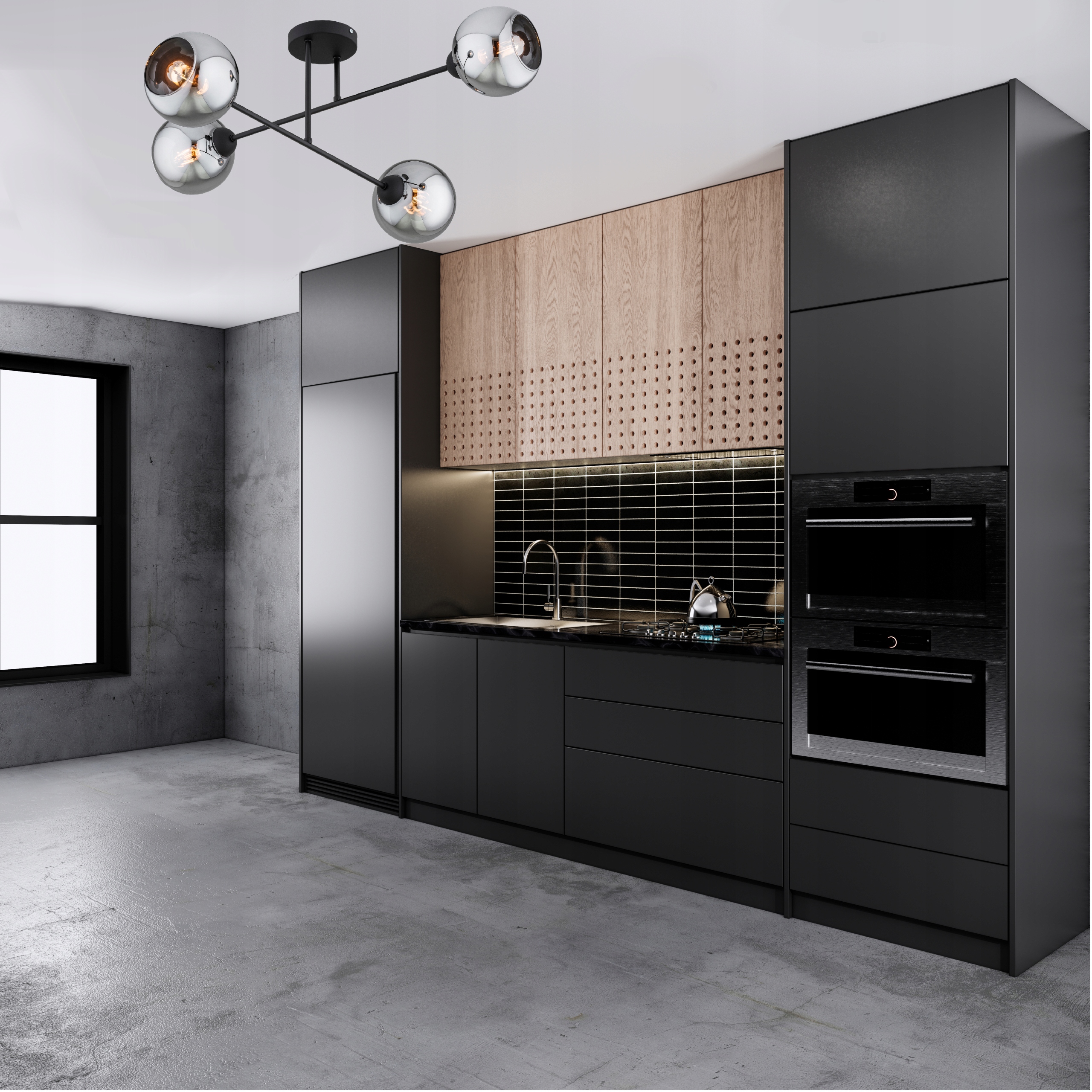 Lampa Wisząca Sufitowa Żyrandol Czarna Kula Chrom Dior LED E27 Kolekcja Dior