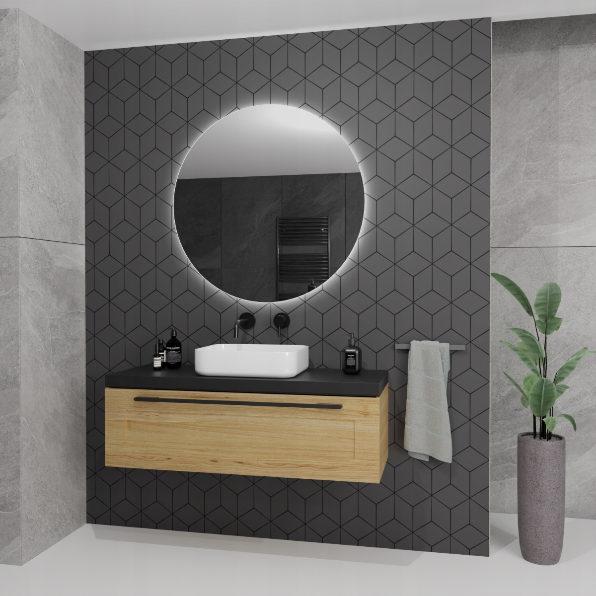 Lustro LED okrągłe 60cm podświetlane Kod producenta O60B