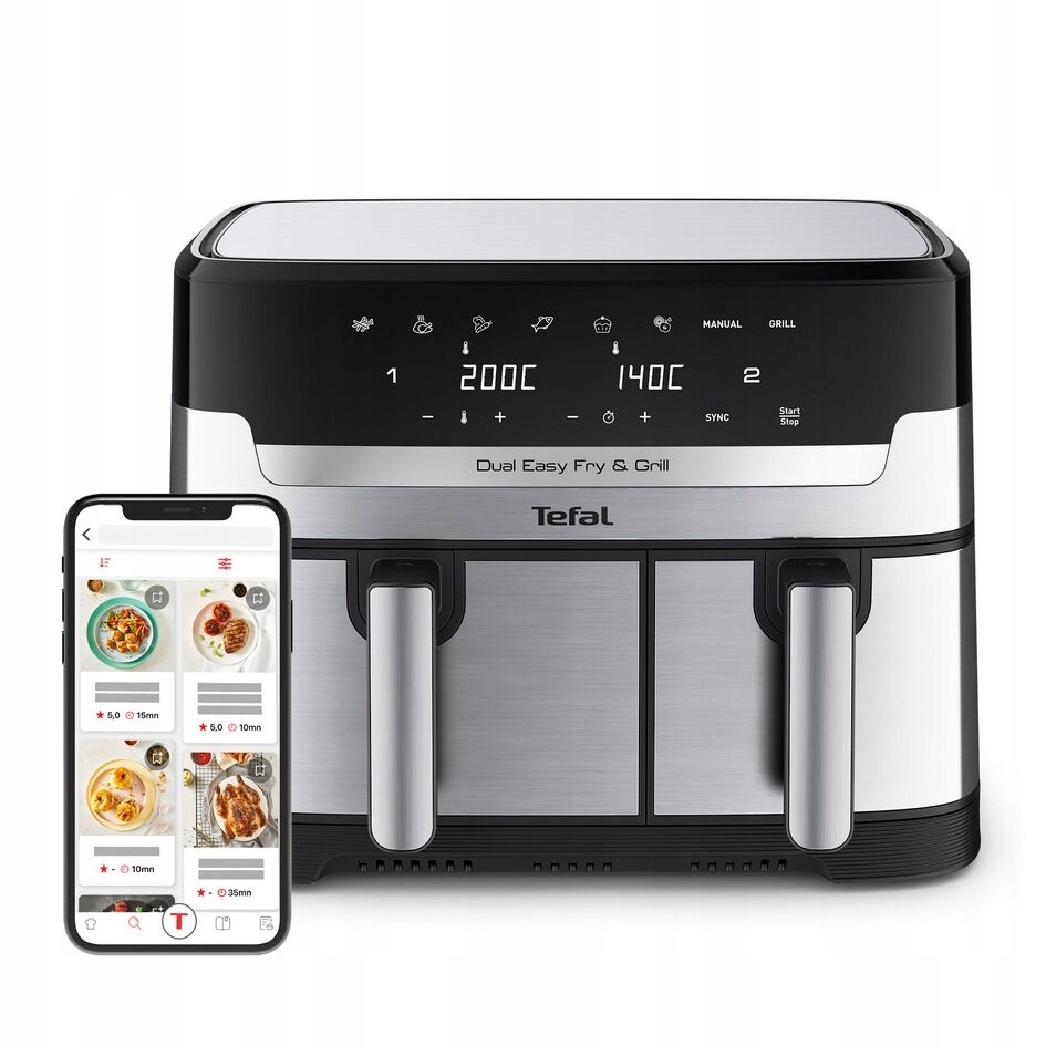 Tefal EY905D10 Dual Easy Fry & Grill Frytkownica Frytownica Beztłuszczowa