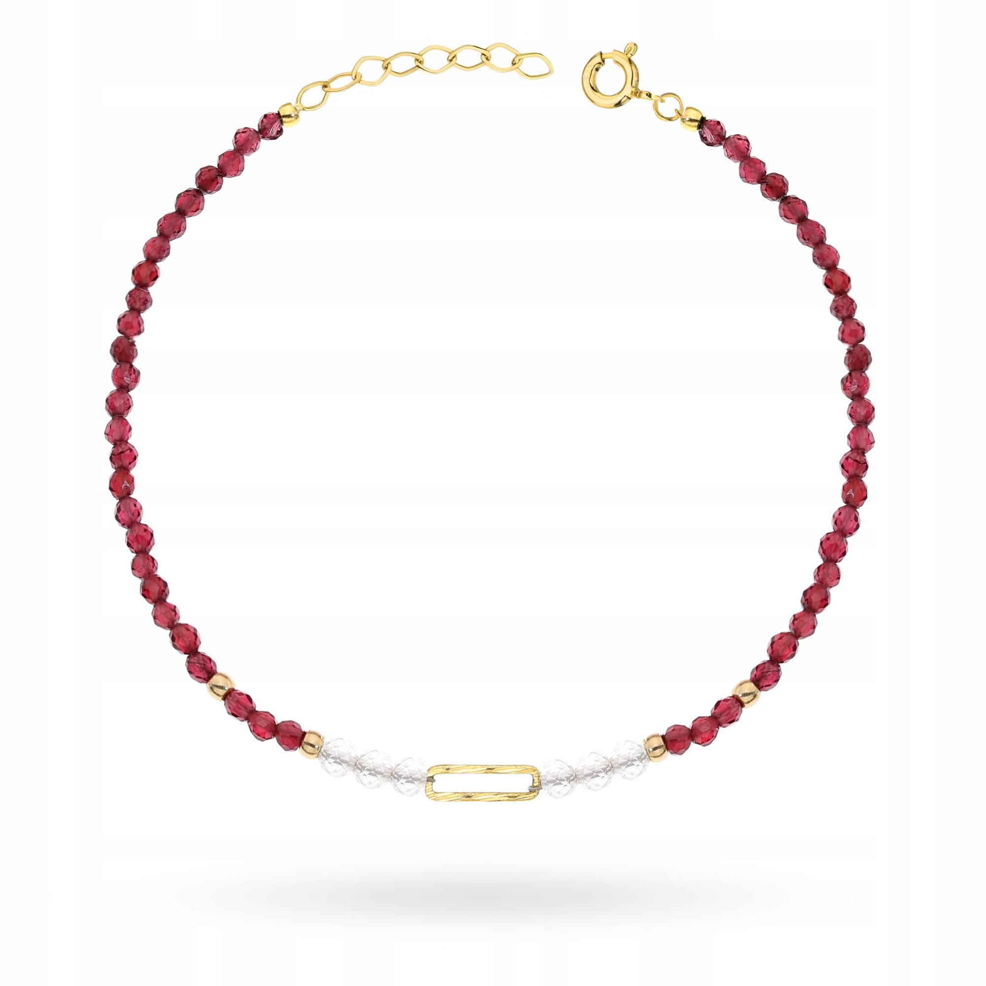 Zlatý Dámský Náramek pr. 585 Korálky z ametystu a perly 14k