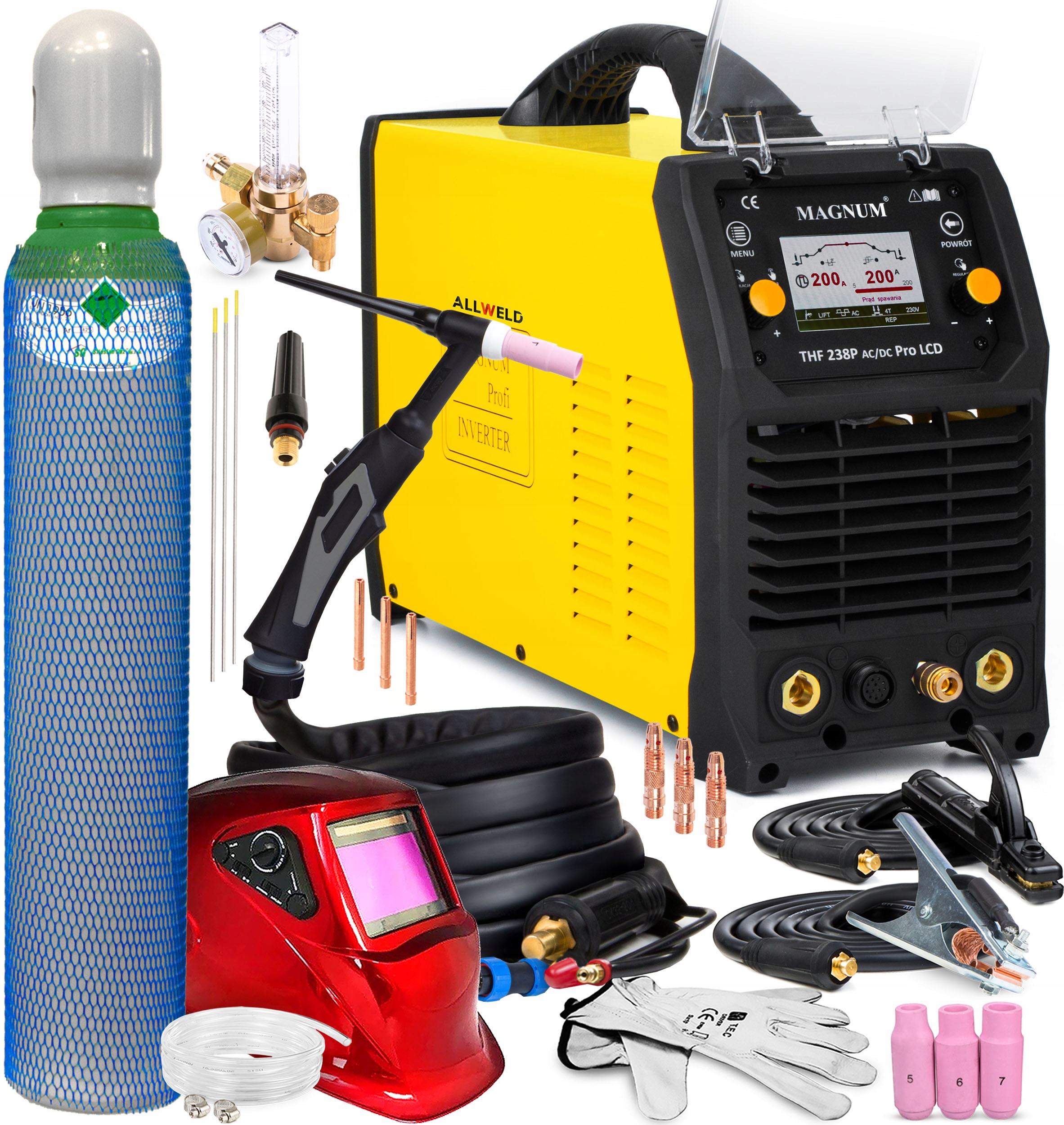 PÓŁAUTOMAT SPAWALNICZY MAGNUM THF 238 PRO LCD TIG AC/DC MMA PULS 5-200A HF