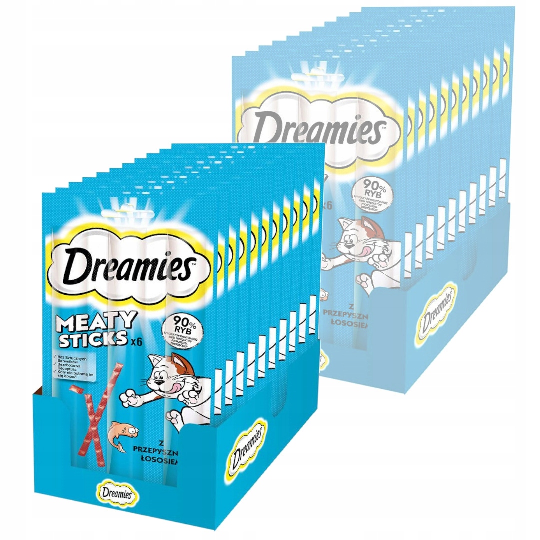 Levně Dreamies Meaty Sticks 28x30g Pamlsek Pro Kočky Tyčinky s lososem