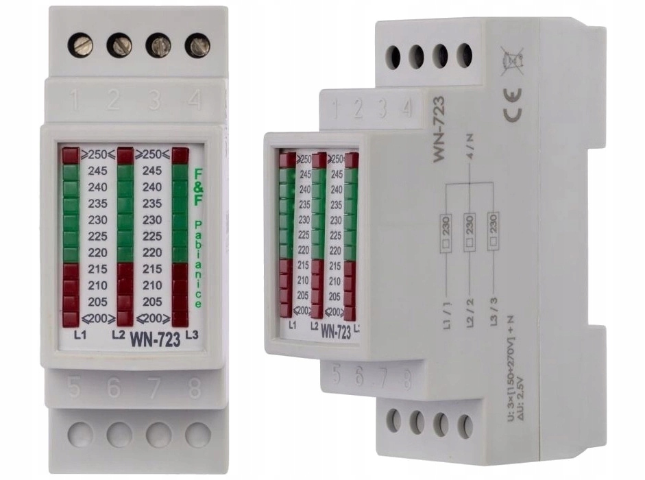 Indikátor napětí Sloupkový třífázový 3-fázový voltmetr WN-723 F&f