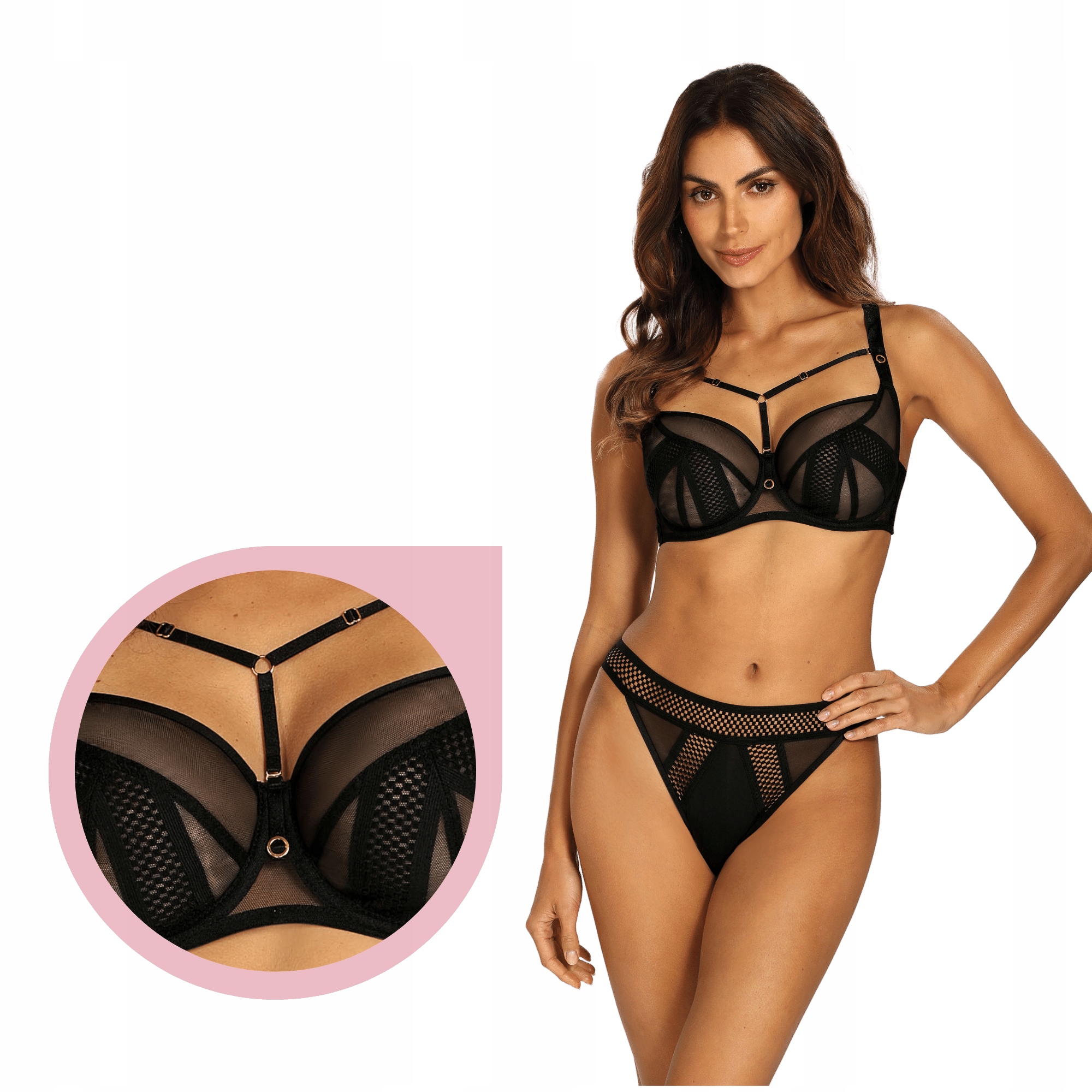 Podprsenka Ewa Bień Pilar B161 černá měkká podprsenka s proužky straps 70I