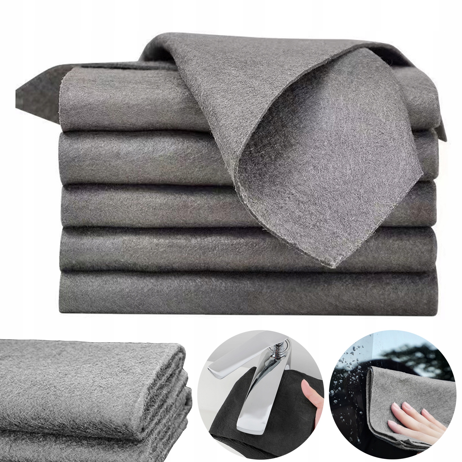 Levně Magická utěrka šedá, zesílená savá, větší, 30x40cm, 5 ks, savá měkká