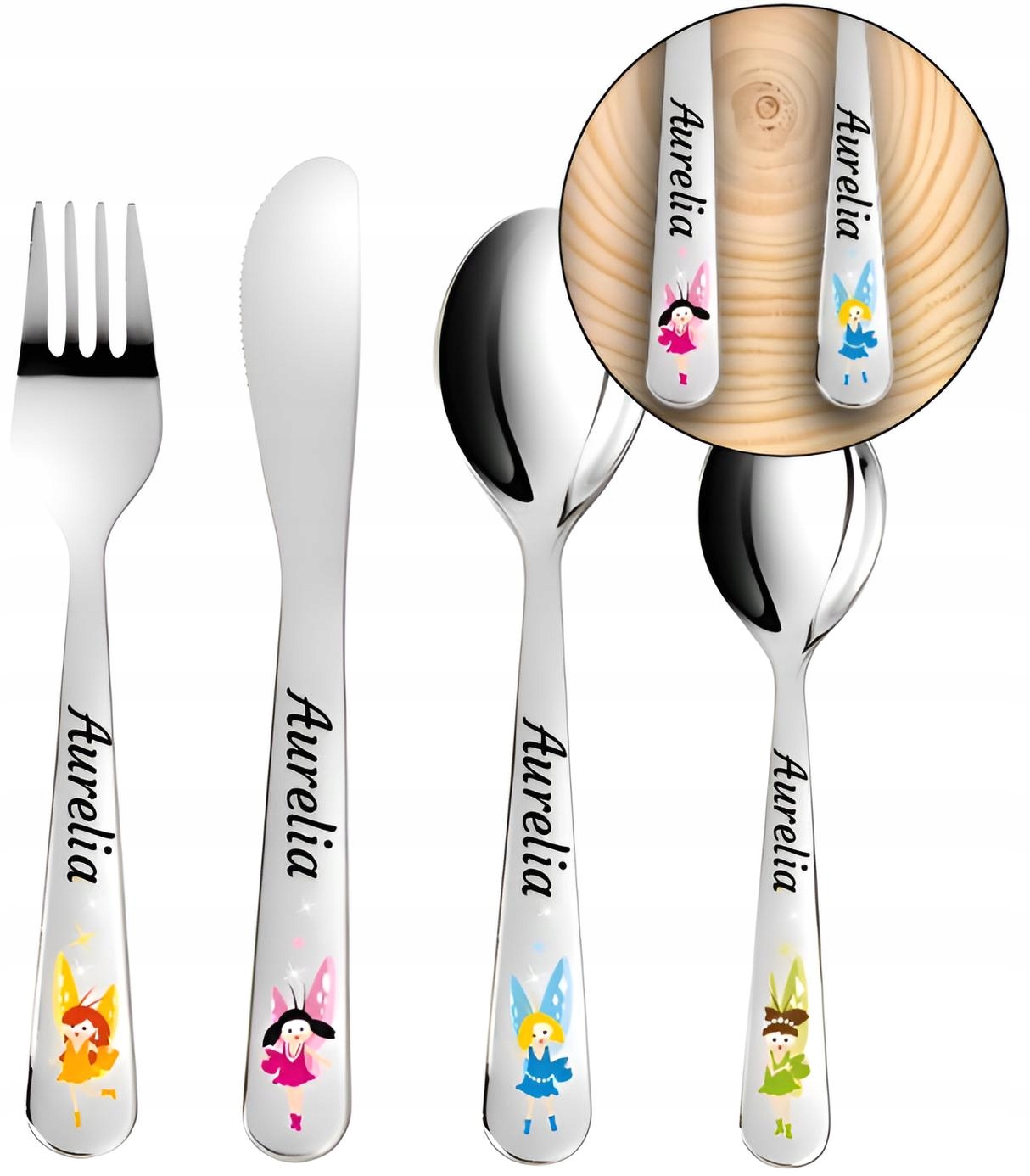 Dětské příbory Tescoma Bambini s motivem víly, gravírovaný Dárek ke křtinám na křtiny narozeninám