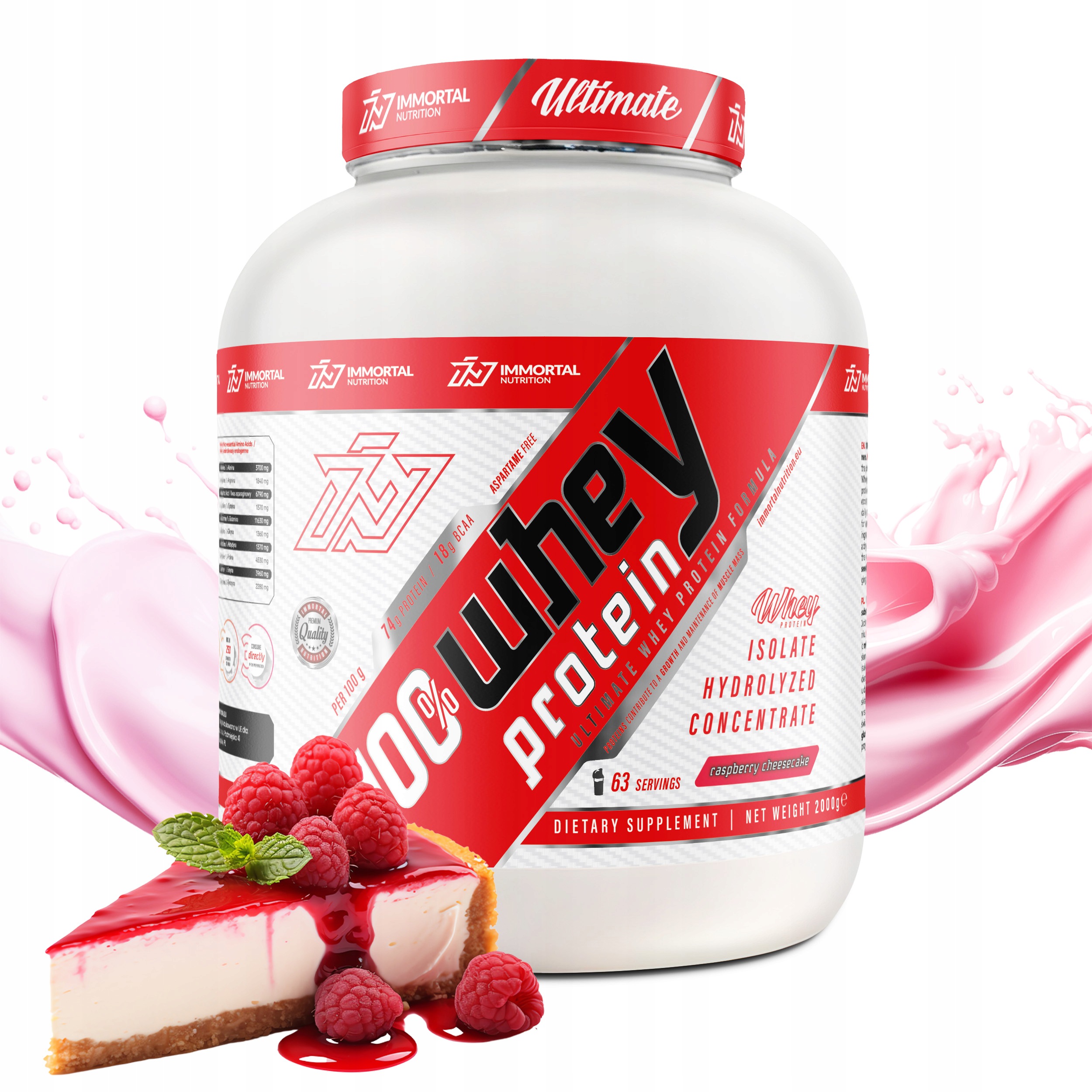 Immortal 100% Whey Protein Instant 2000 g Protein Wpc Wpi Wph 100% Whey