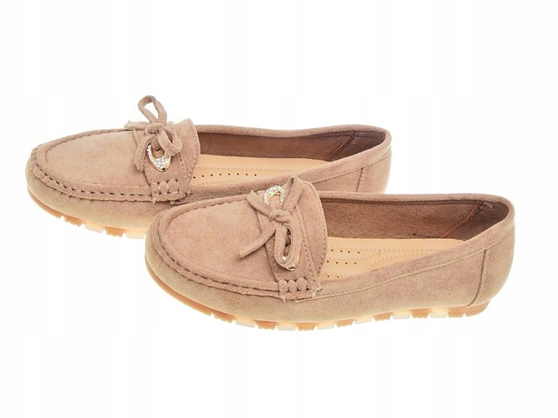 DAMSKIE ZAMSZOWE MOKASYNY Khaki r.39 Kolor brązowy