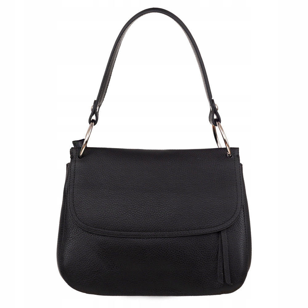 Włoska Klasyczna Czarna Torebka Skóra Naturalna Torebka Vera Pelle Italy