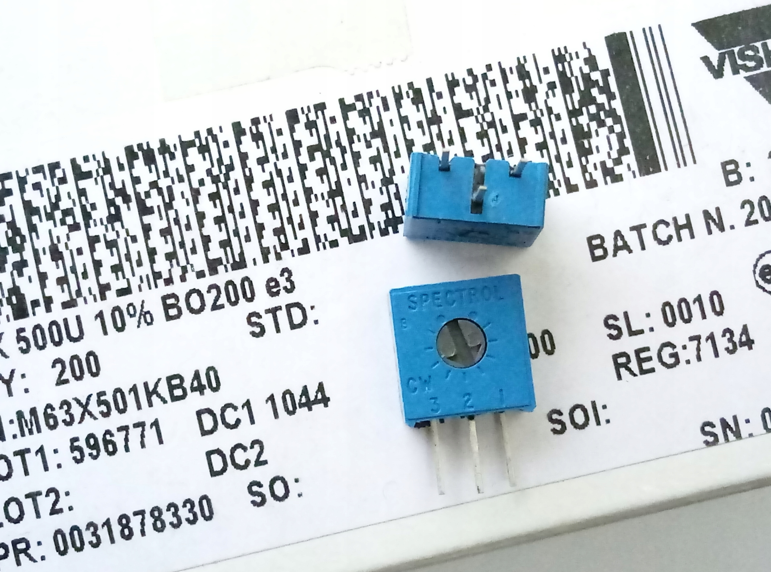 [4szt] Potencjometr 500R 1-obr cermet seria M63X producent Vishay-Spectrol