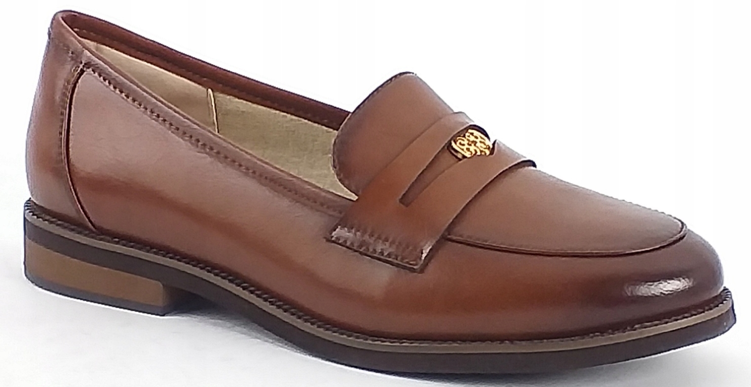 Mokasyny Cambell 26-19301 Br Damskie Półbuty Skórzane Brązowe 41