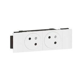 Zásuvka 2x2P+Z Bílá plochá Integrovaná Mosaic 4M Legrand 077102L