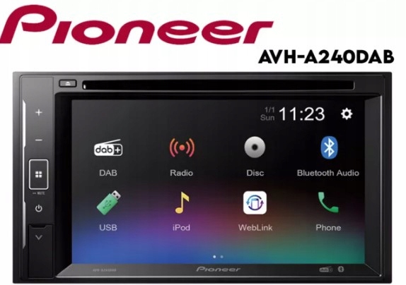 Pioneeer AVH-A240DAB radio samochodowe 2-DIN CD Usb Aux Bt Dab+