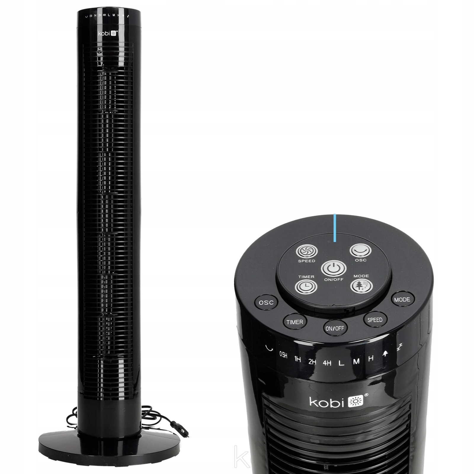 Sloupový ventilátor Tuba Cirkulátor vzduchu Stojanový větráček Černý 45W