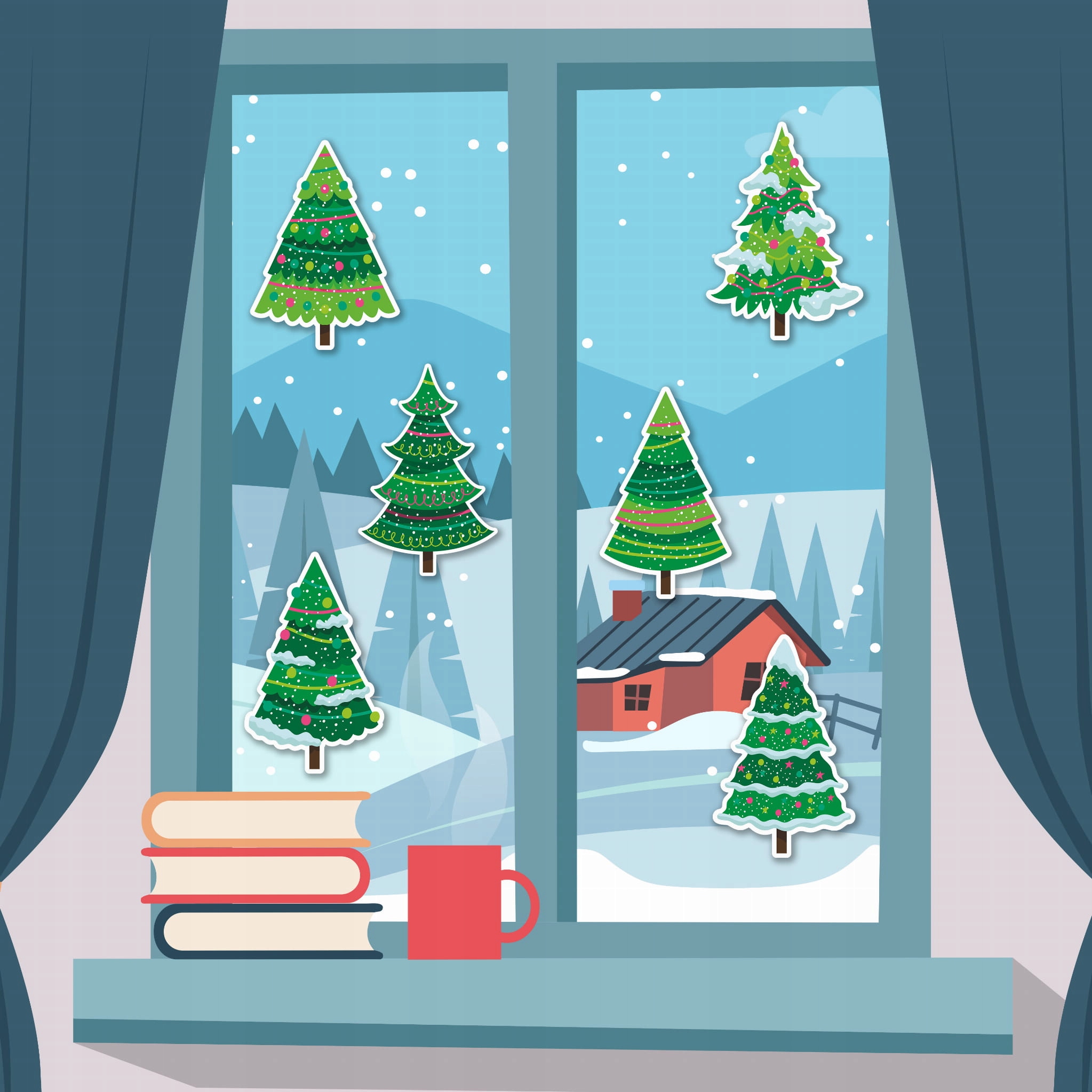 DEKORACJA ZIMOWA ŚWIĄTECZNA NA GAZETKĘ - CHOINKI (6 sztuk) - LearnHow Kod producenta 5905080740196