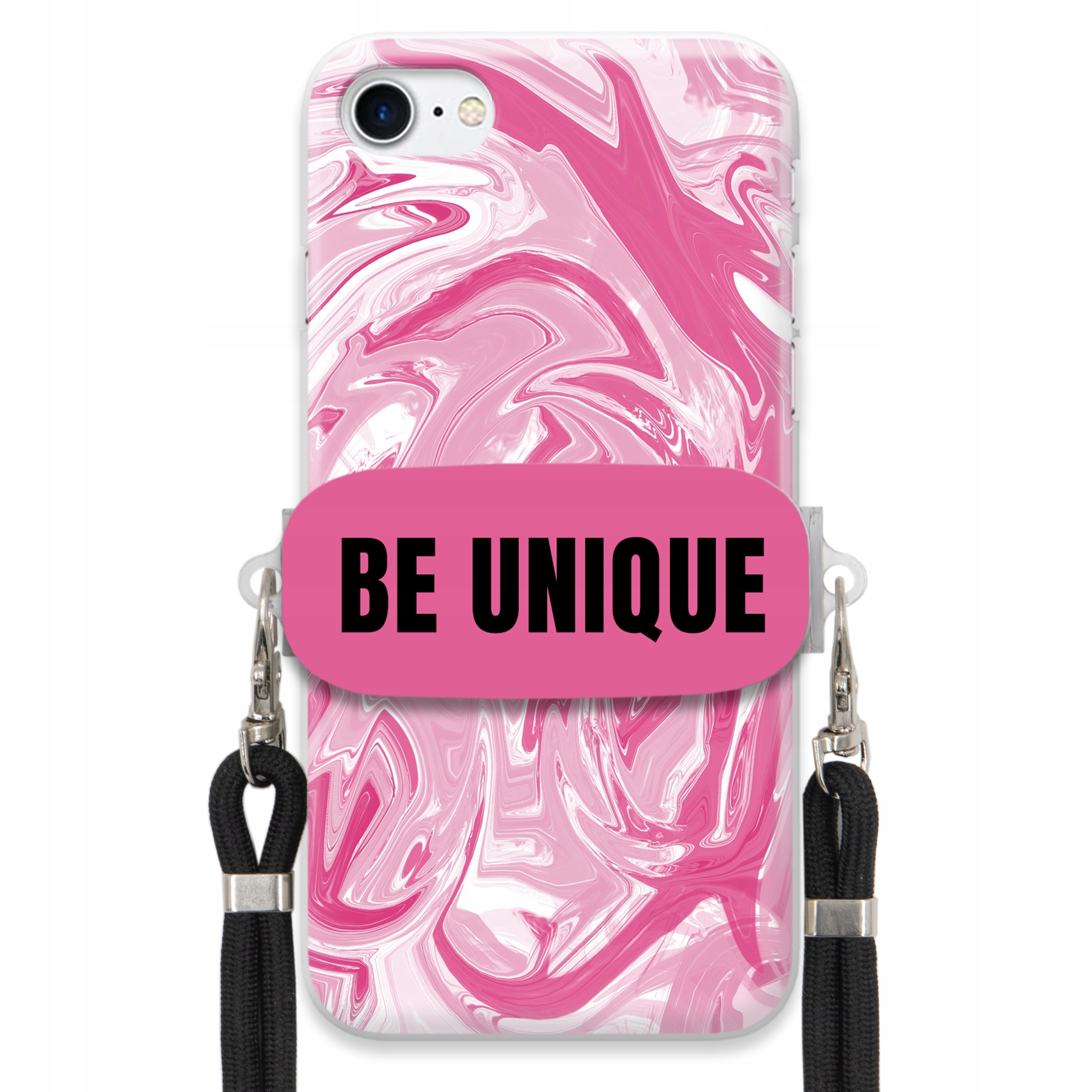 Pouzdro pro iPhone 8 Pouzdro Uchyt Šňůra Černá Růže Mramor Unique