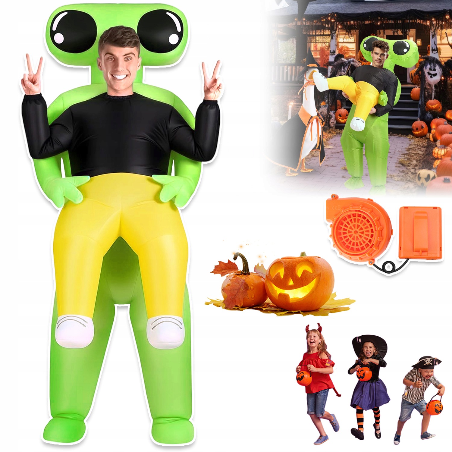 Kostým Alien Nafukovací Karnevalový Kostým Dospělý Převlek 150-190cm XL