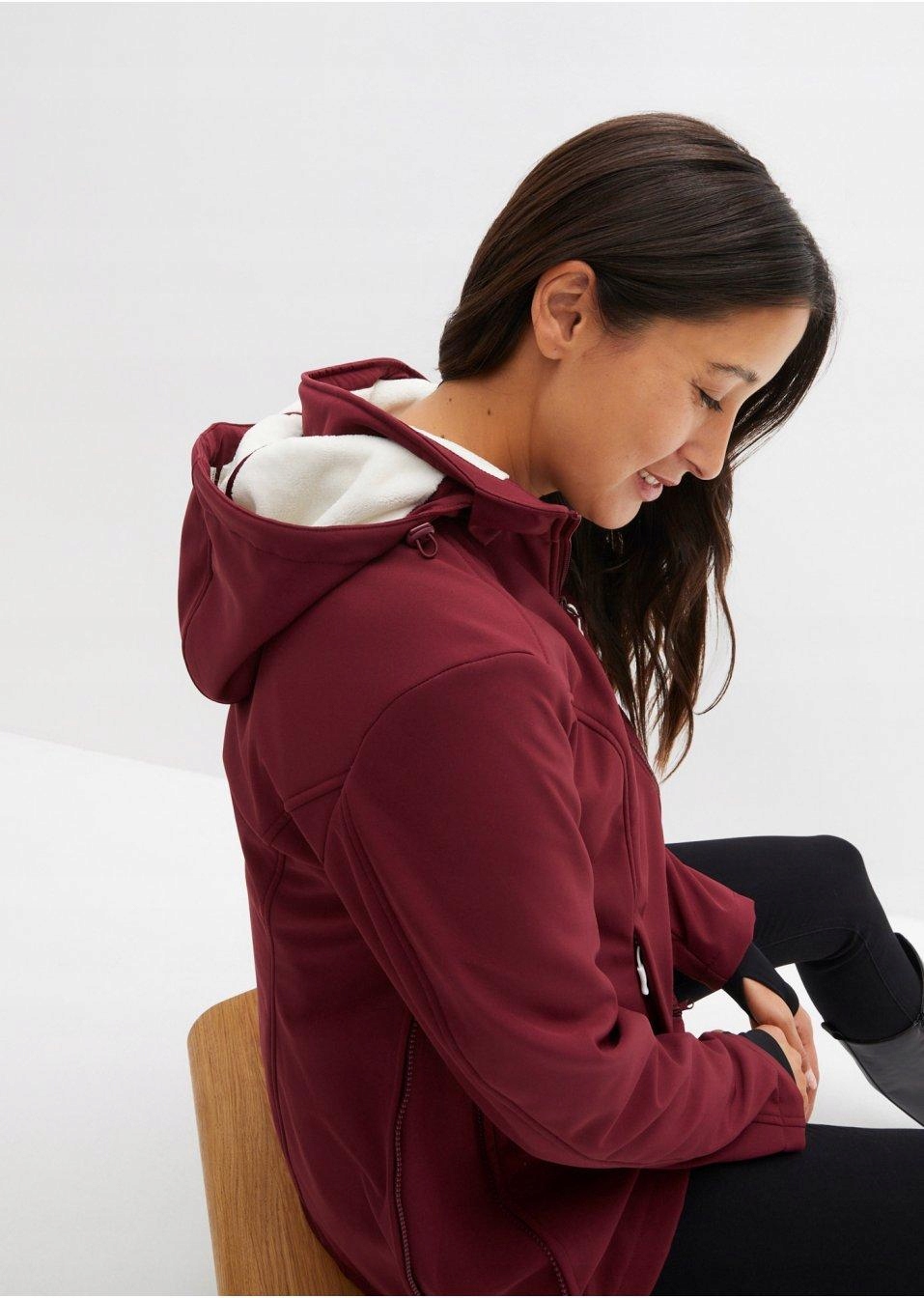 KURTKA CIĄŻOWA Z WSTAWKĄ NIEMOWLĘCĄ BONPRIX 50 Kolor czerwony