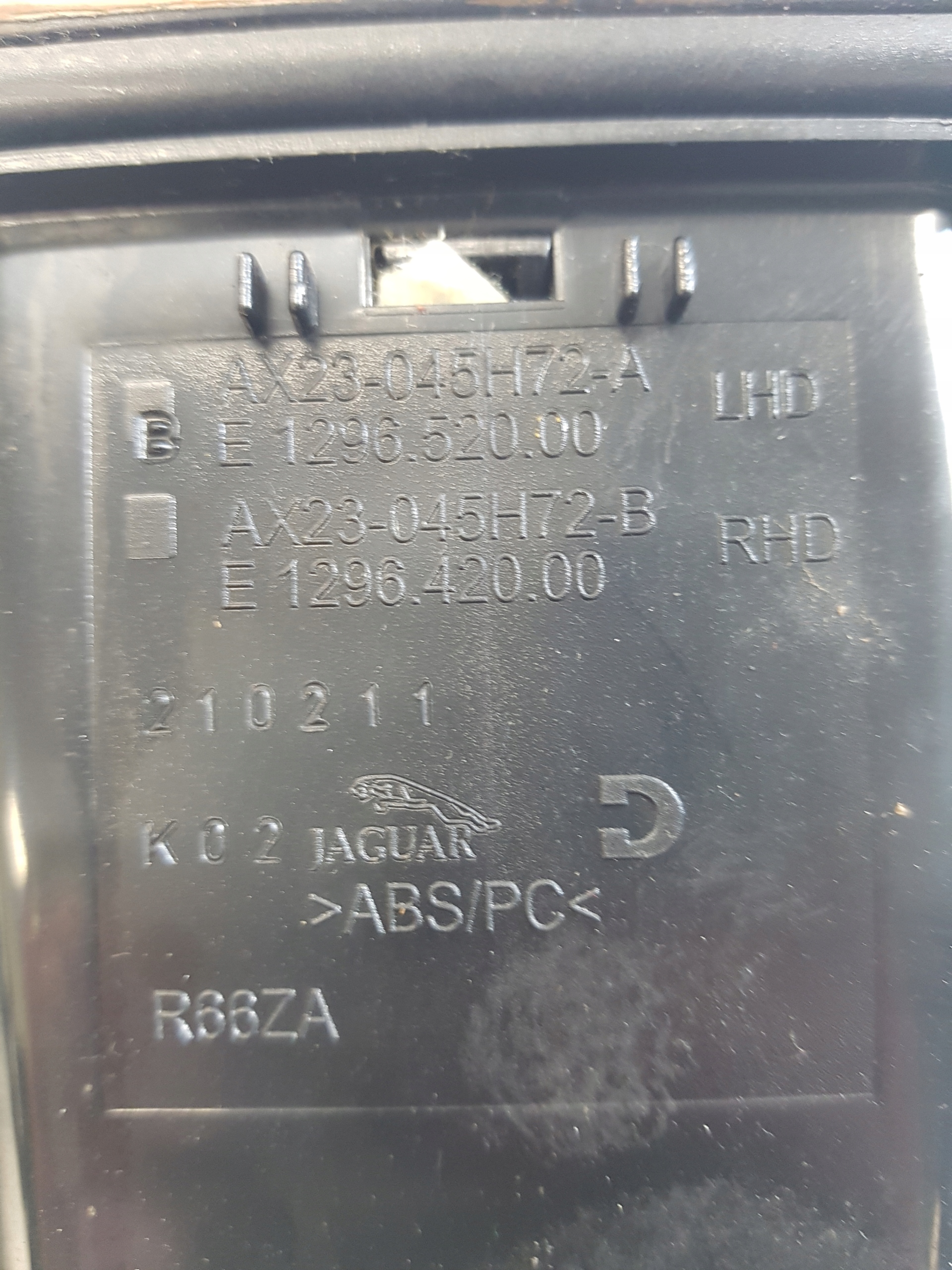 passenger compartment JAGUAR XF ashtray 2009 ROK EUROPA AX23-045H72-A