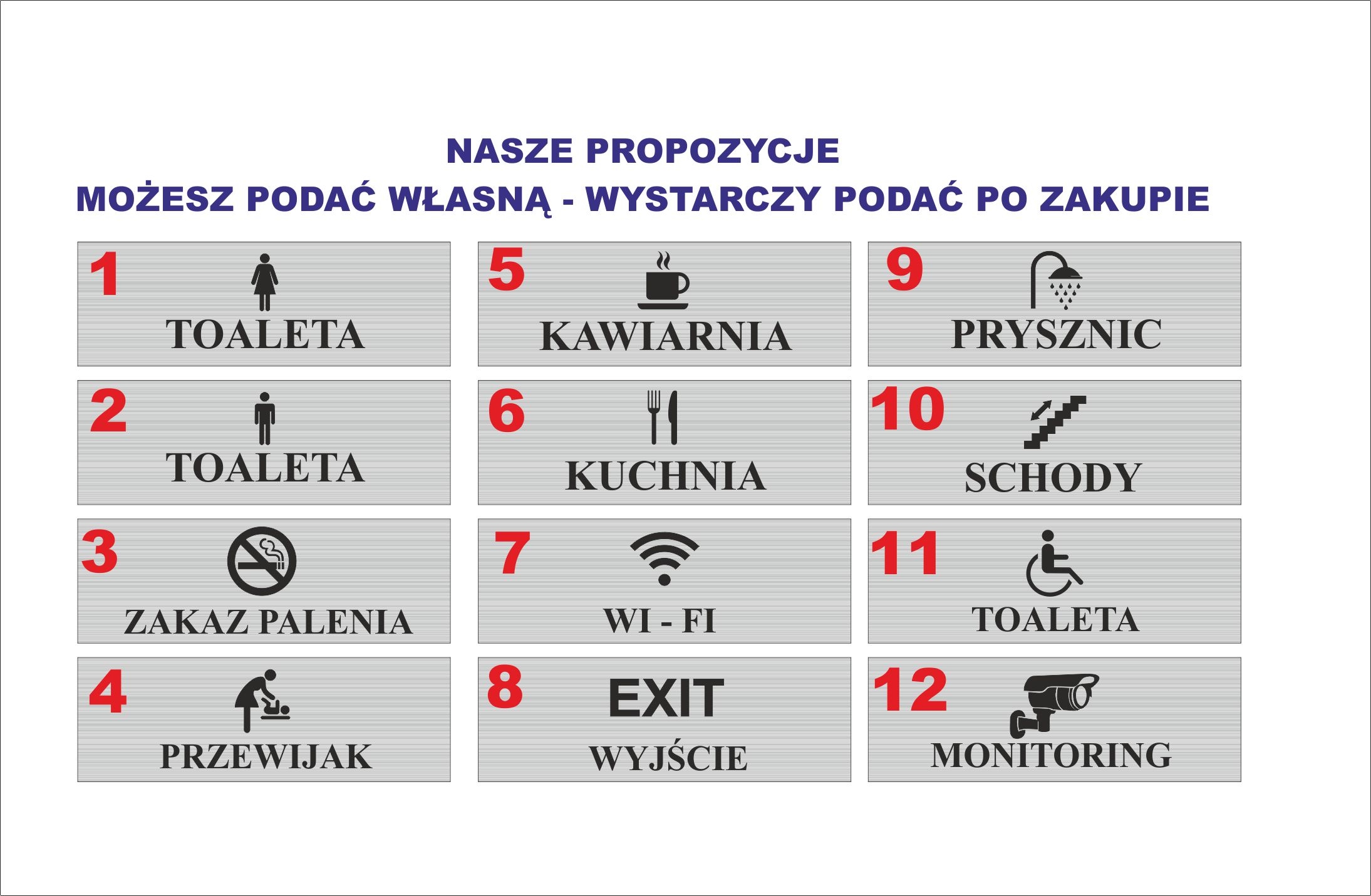 TABLICZKA Toaleta WC Grawer Piktogram Rodzaj informacyjne