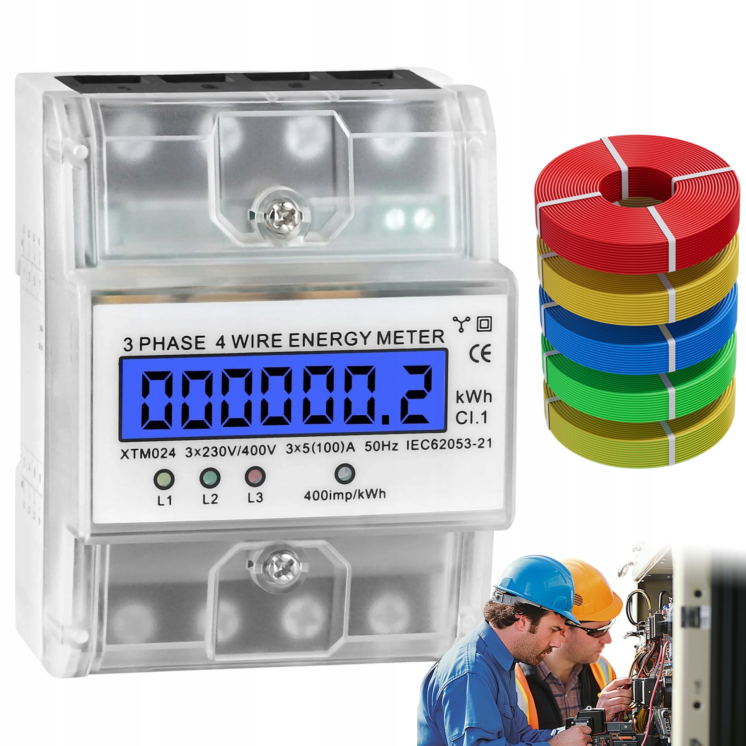 Třífázový Elektronický LCD Din Měřič Pro Rozvaděče 6+2 7.6X6.5X10 CM