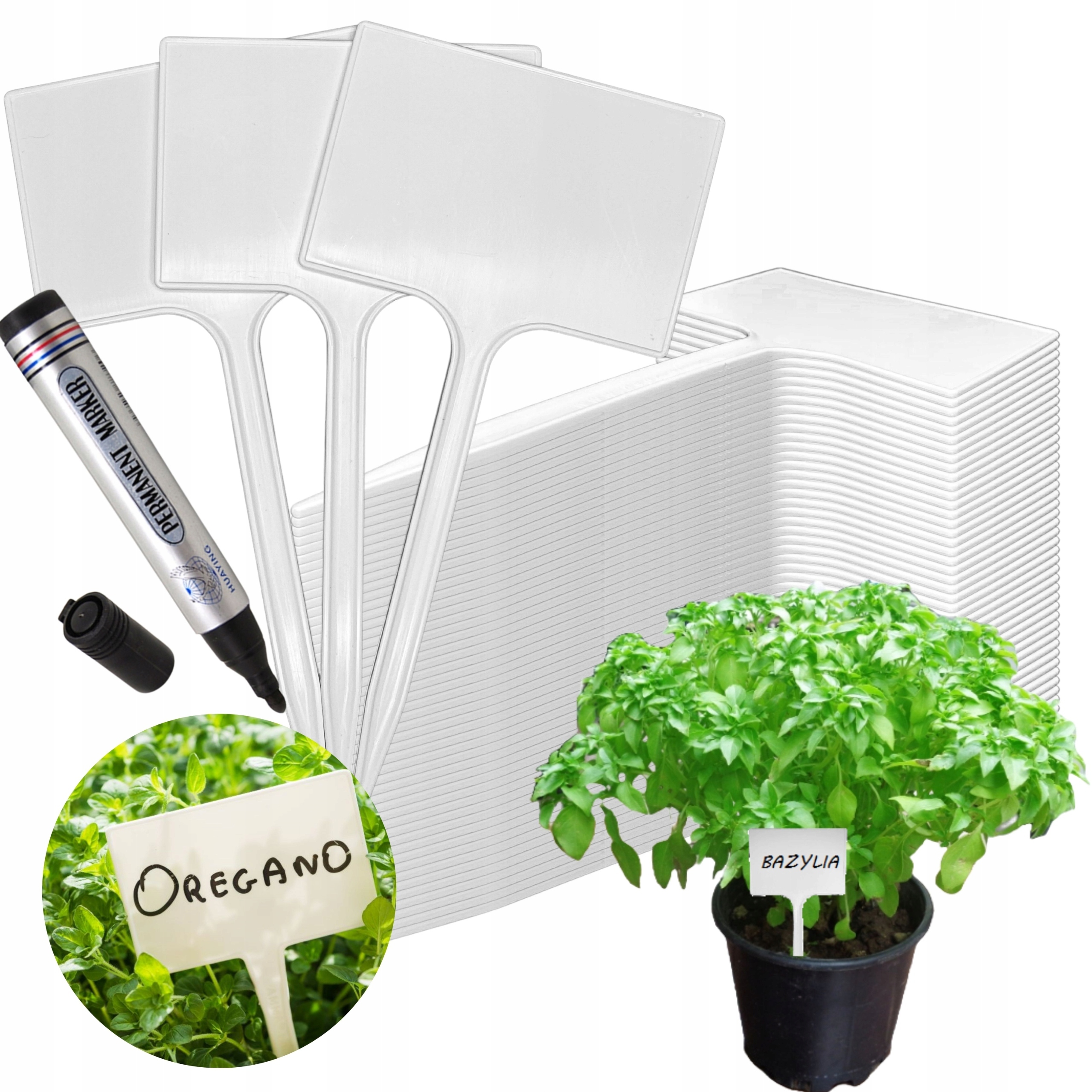 50x TABLICZKA TABLICZKI ETYKIETA DO ROŚLIN WARZYW OZNACZANIE UPRAW + MARKER