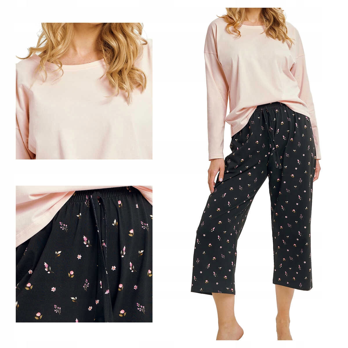 Taro Dámské pyžamo bavlna s dlouhým rukávem Irene 3457 01 růžová S